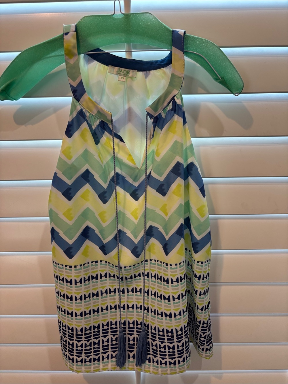 Jade Navy, Lime & Mint Chevron Halter Top